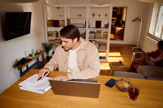 Man studies from home