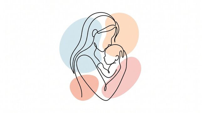 Mother breastfeeding baby illustration