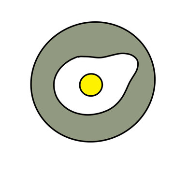 Fried egg sunny side up with yellow yolk food cartoon
