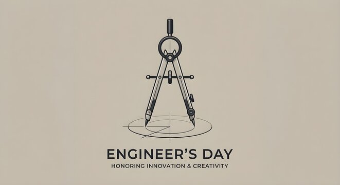 Engineer's Day vector style illustration honoring innovation and creativity with drafting compass