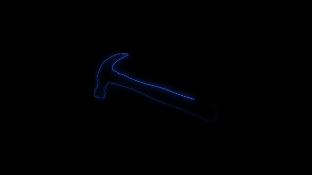 Light trail of a hammer in motion on a black background with copy space