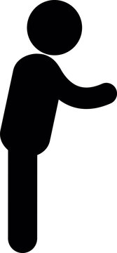 Person standing and waiting for service or attention representing request or inquiry concept
