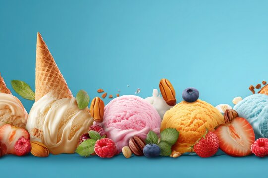 Colorful ice cream summer banner