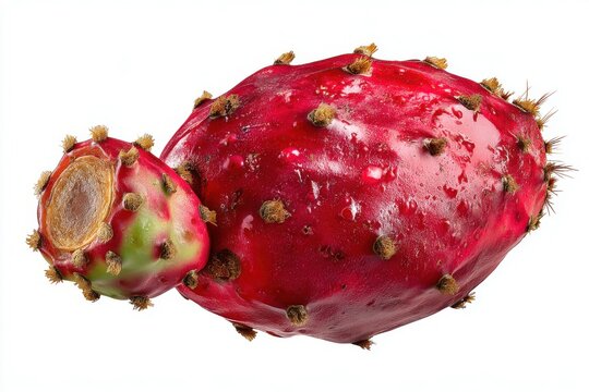 Vibrant red prickly pear fruit isolated