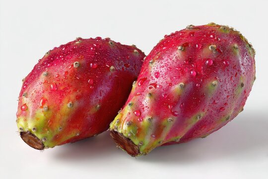 Vibrant red prickly pear fruits closeup