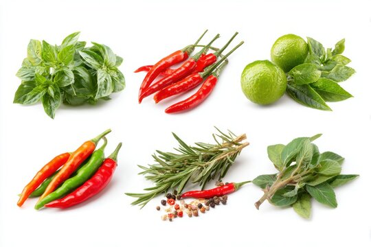 Fresh herbs and spicy peppers