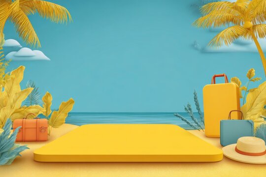 Yellow tropical summer beach podium
