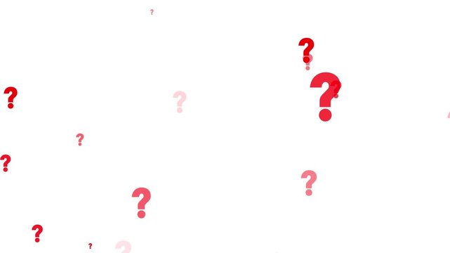 animated red question marks rising background, red question mark animation overlay for quiz and faq video.