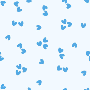 Cute Blue Hearts Seamless Pattern Hand Drawn Pastel Blue Heart Texture for Fabric Print and Packaging