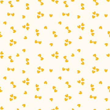 Pastel Yellow Small Hearts Seamless Pattern Cute Hand Drawn Mini Heart Texture for Baby Shower and Decor