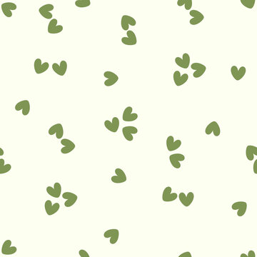Olive Green Hearts Seamless Pattern Cute Hand Drawn Hearts Texture for Textile Print and Packaging