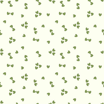 Sage Green Small Hearts Seamless Pattern Cute Hand Drawn Mini Heart Texture for Fabric and Stationery