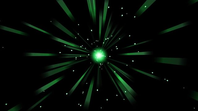 Emerald Hyper Speed Warp Vortex with Radiating Green Light Trails in Seamless Loop