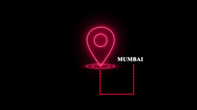 Neon red location pinpoint icon with glow effect