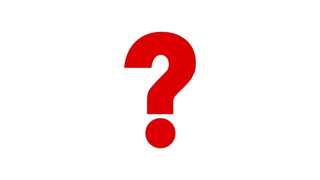 red question mark symbol bouncing animation loop on white background, animated red question mark pop up icon.
