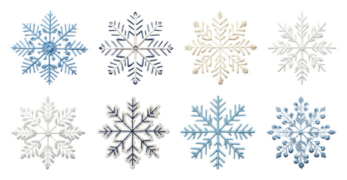PNG Intricate snowflake designs collection, element set on transparent background