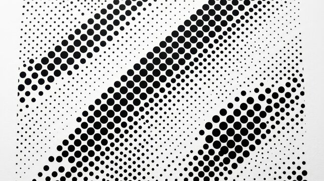 Abstract Black and White Halftone Dot Pattern Background with Diagonal Gradient Effect for Graphic Design