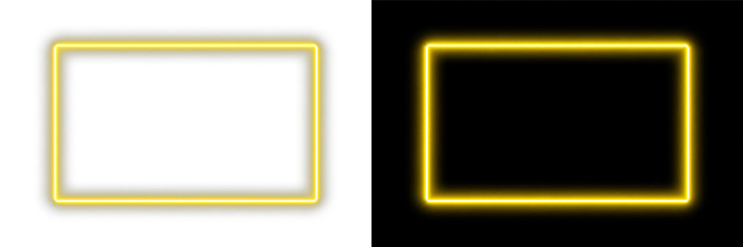Glow yellow rectangle bright border PNG overlay, on transparent background