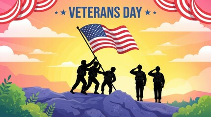 Fototapeta premium Veterans Day Flag Tribute