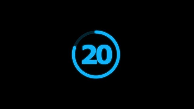 Countdown timer from 25 to 0 seconds real time. Modern flat design of countdown animation isolated on transparent background with alpha channel 25 Seconds Digital Countdown Timer Animation