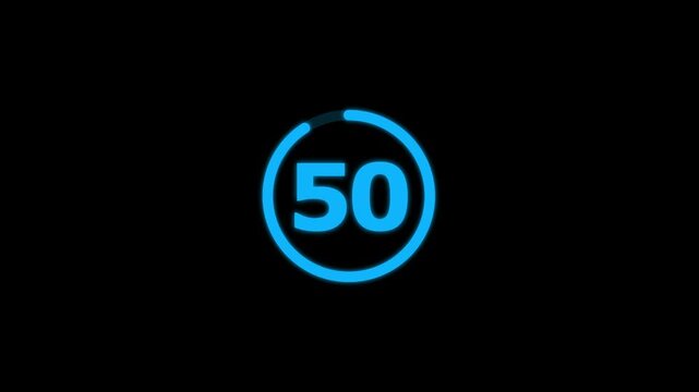 Countdown timer from 55 to 0 seconds real time. Modern flat design of countdown animation isolated on transparent background with alpha channel 55 Seconds Digital Countdown Timer Animation