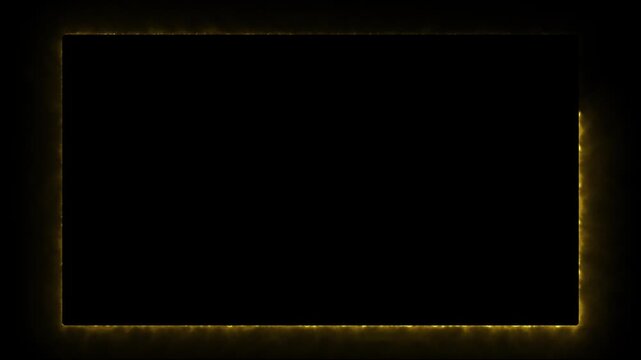 golden electric fire border frame animation glowing plasma screen outline dark background motion graphic element seamless looping video asset 3840x2160 4k