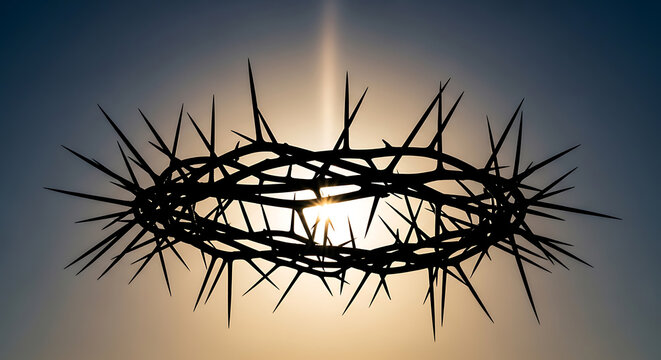 Crown of thorns icon on a soft glowing background