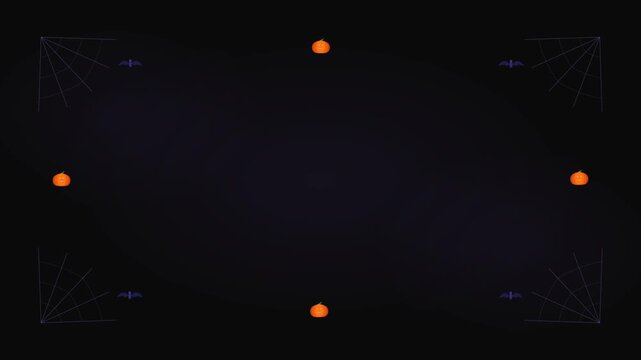 Halloween background animation spider web pumpkin bat dark frame for holiday promo video clip motion realtime footage
