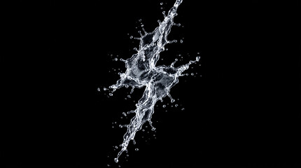 Obraz premium Abstract water splash resembling a lightning bolt with high contrast frontal lighting