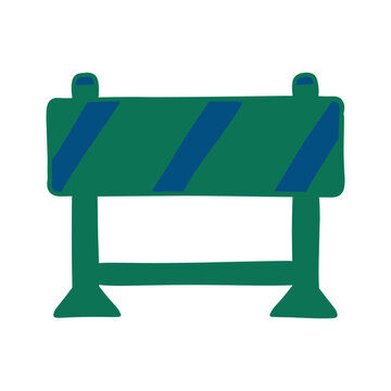 Hand drawn vector road barrier icon with stripes for traffic warning and construction roadblock sign