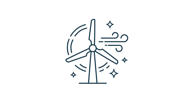 Wind turbine renewable energy clean power line art icon vector illustration