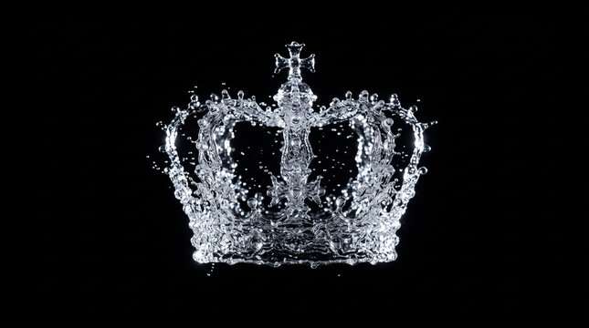 Macro shot of water splashing into a perfect crown shape with sharp highlights