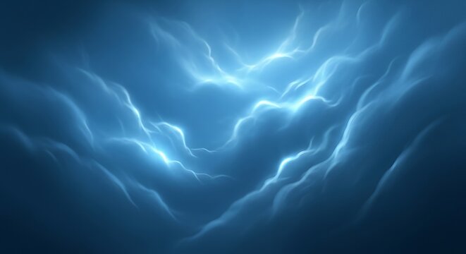 Abstract Blue Clouds with Luminous Glow.