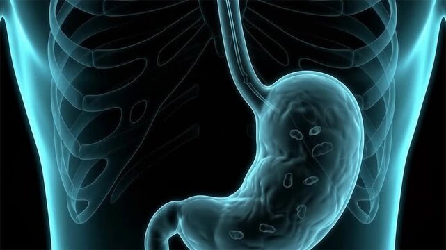 Digestive System 3d Animation Illustrating Human Esophagus and Stomach Function