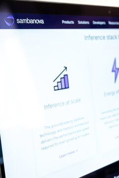 Sambanova website showing artificial intelligence inference at scale concept