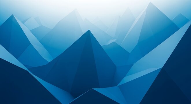 Abstract Blue Geometric Mountain Peaks Background.