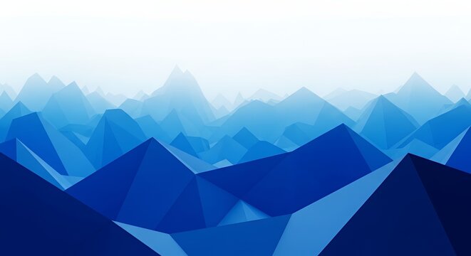 Abstract Blue Geometric Mountain Landscape Background.