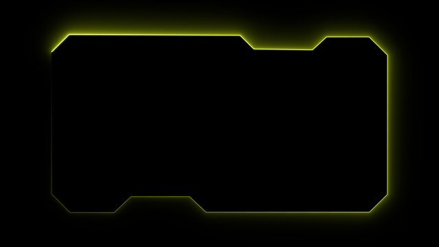 Neon yellow glowing futuristic frame border