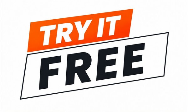 Modern try it free promotional banner with bold black and orange text