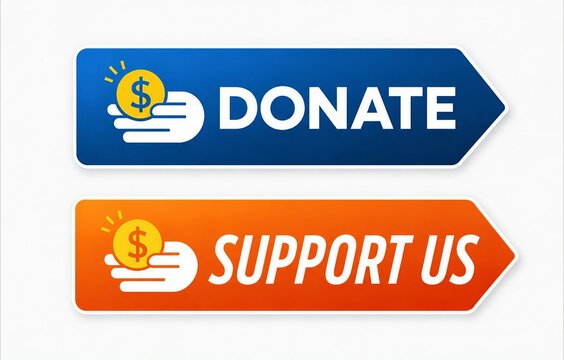 Modern donate and support us arrow buttons with dollar sign icons