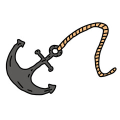 Nautical ship anchor with rope marine navy sailor cartoon © wahyuxaji