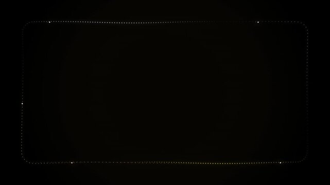 Abstract glowing rectangle frame made of tiny light particles forming a geometric border