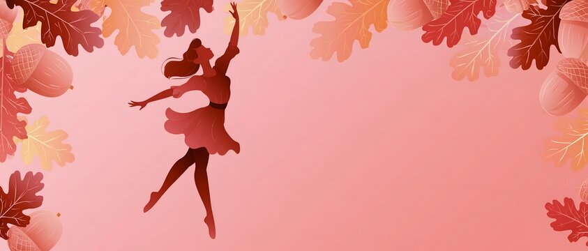 Dancer in silhouette dances amid colorful fall foliage