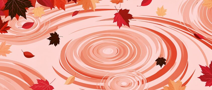 Fall foliage spins in concentric circles against a pastel backdrop