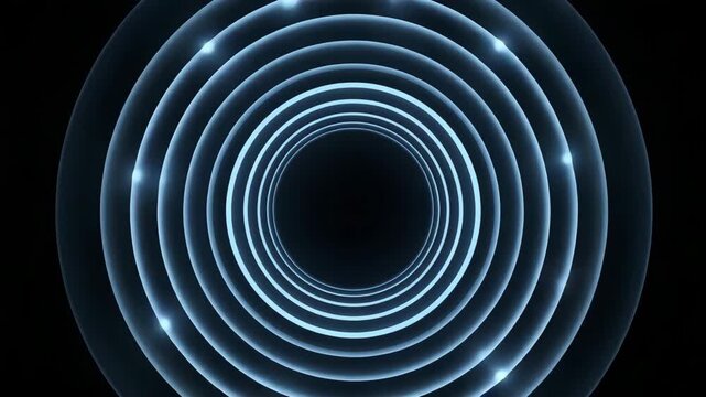 Abstract futuristic blue light circles tunnel background
