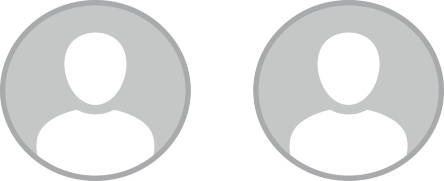 Set of user profile and avatar icons, default account symbols, profile picture graphics, and person vector illustration