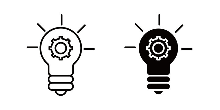 Innovation icon in outline and solid style, isolated on white background. Ideal for creativity, technology, business growth, and idea generation related features in mobile and web design.