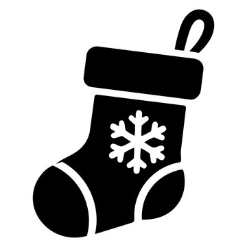 Christmas stocking snowflake holiday sock vector icon