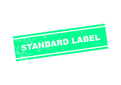 Green standard label stamp with bold text illustration