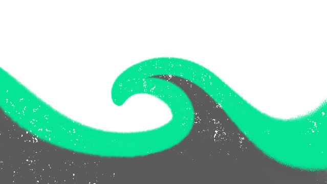 Light green and grey graffiti spray paint abstract wavy business footer border background with copy space. Modern corporate banner template decoration for presentation cover design.